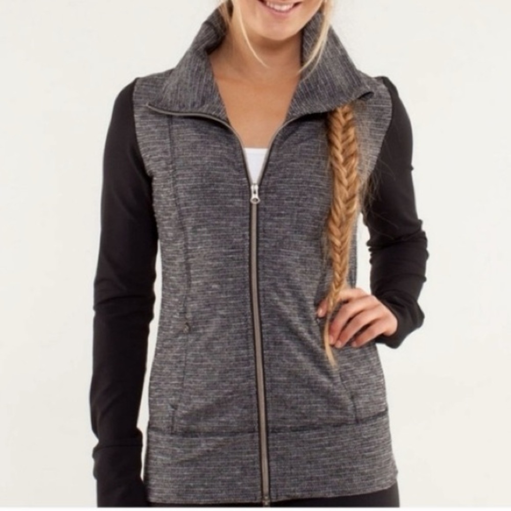 Lululemon Daily Yoga Practice Gray and Black Zip-Up Jacket